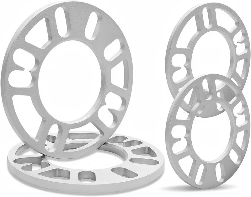 LUJIANI Store 4 Pack Universal Wheel Spacers, 5/16"(8mm) Die Cast Replacement Aluminum Spacer for 4 & 5 Lugs Wheels/Rims, Fits 98 to 120mm Multiple Bolts Pattern, 4x100, 4x108, 4x110, 5x114.3, 5x4.5, 5x120 - Image 1